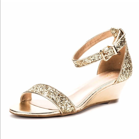 dream pairs women's ankle strap rhinestones low wedge sandals